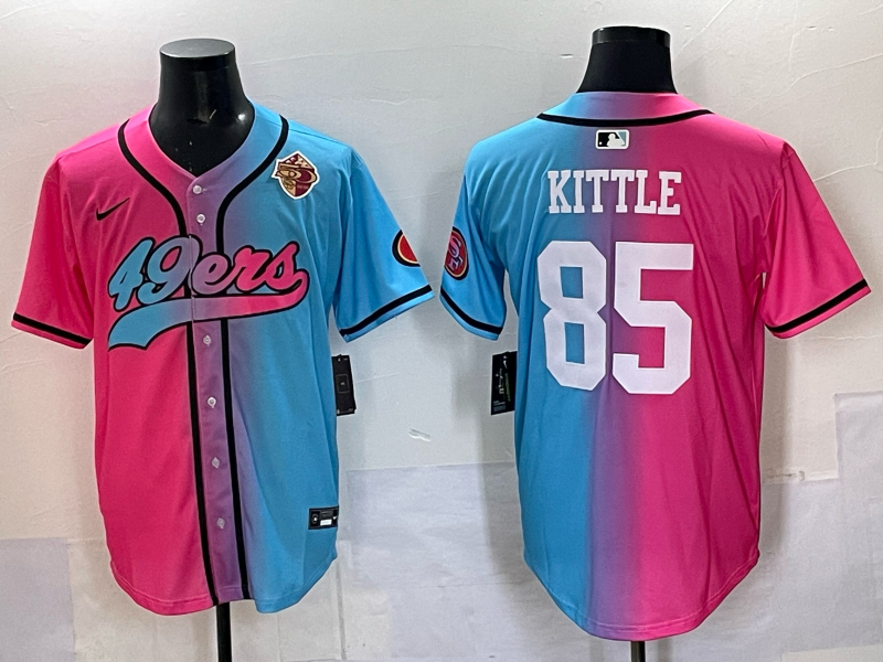 Men 2025 San Francisco 49ers #85 Kittle Pink Blue pink Nike Limited NFL Jersey 002->san francisco 49ers->NFL Jersey
